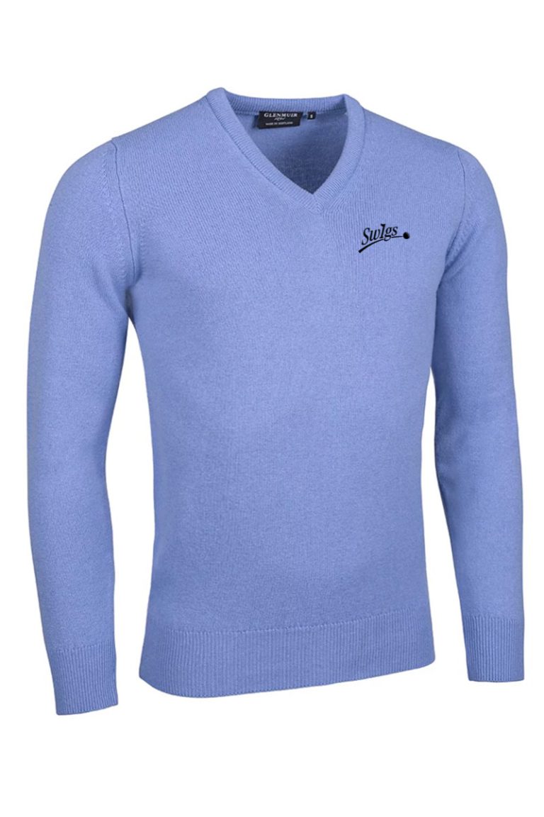 Lambswool V-Neck — Blue